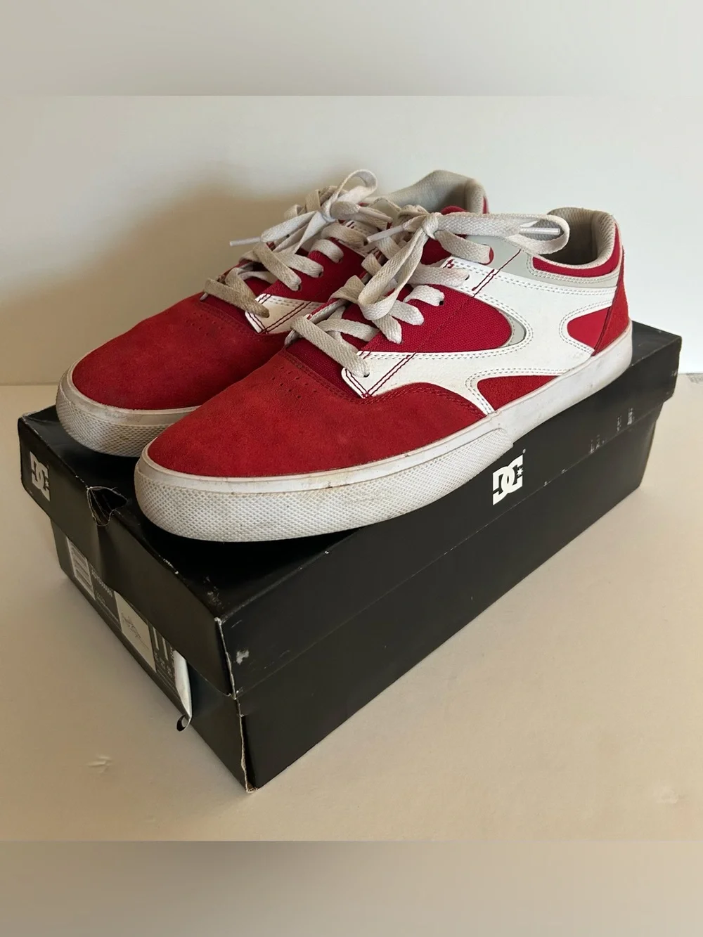 DC Kalis Vulc Men’s Red and White Skate Sneakers